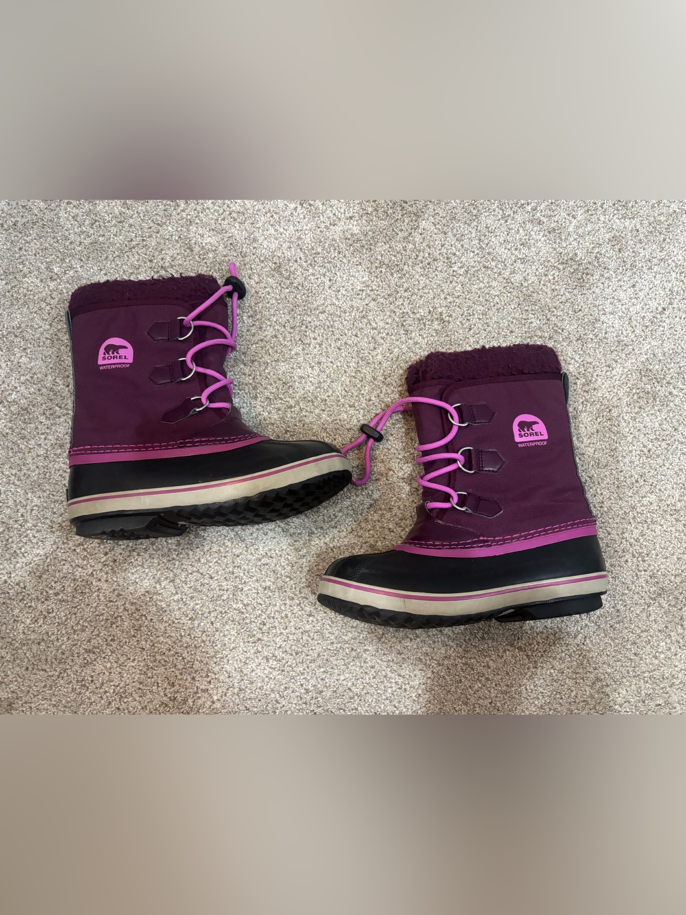 Sorel Yoot Pac Purple Snow Boots Size 4/22 cm winter waterproof cozy